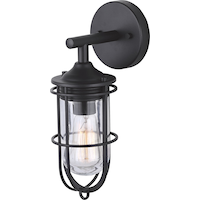 NOMA 1-Light Clear Glass Shade Outdoor Down Wall Light, Weather-Resistant, 6-1/4-in, Black Front_Angled_Left