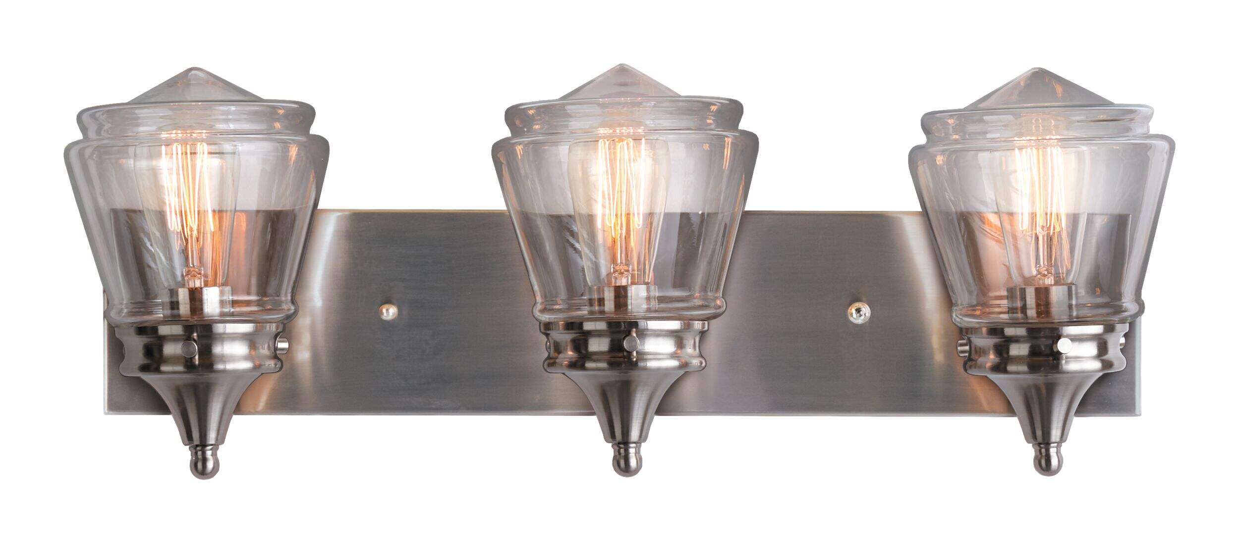 CANVAS 3Light Clear Glass Shade Teardrop Vanity Light Fixture, Brushed