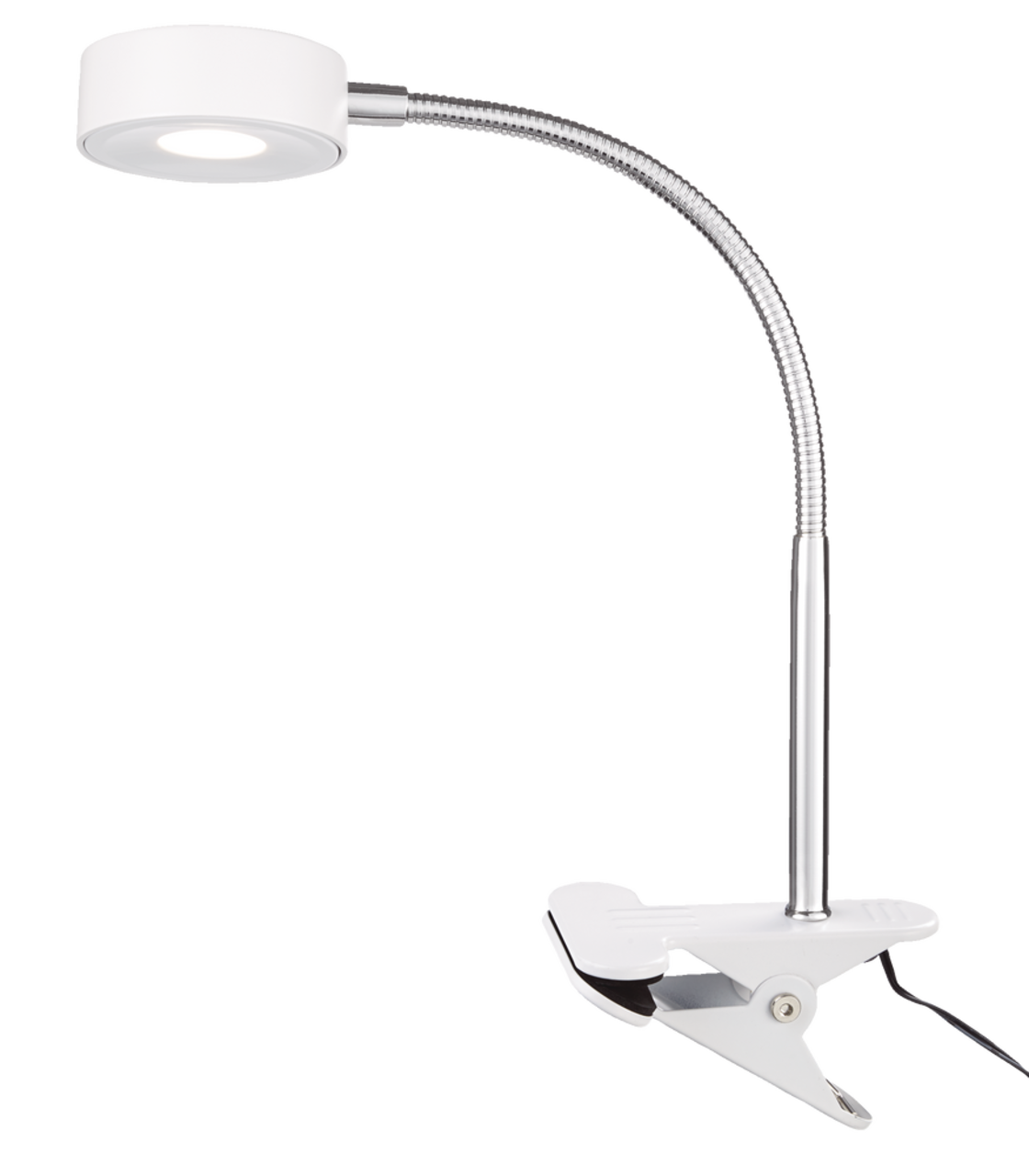 Petite lampe de bureau blanche rechargeable à pince - Comptoir des Lampes