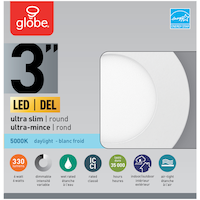 Luminaire encastré à DEL rond très mince Globe Electric, choix de taille de bordure, choix de couleurs