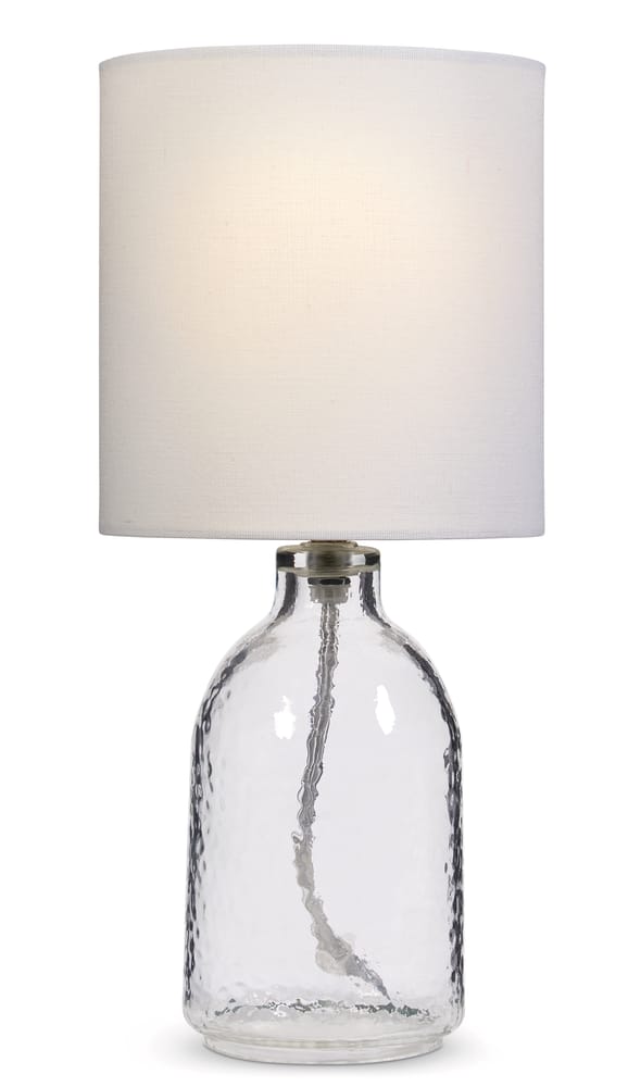 Canvas Accent Glass Table Lamp With, Clear Glass Table Lamp With Grey Shade