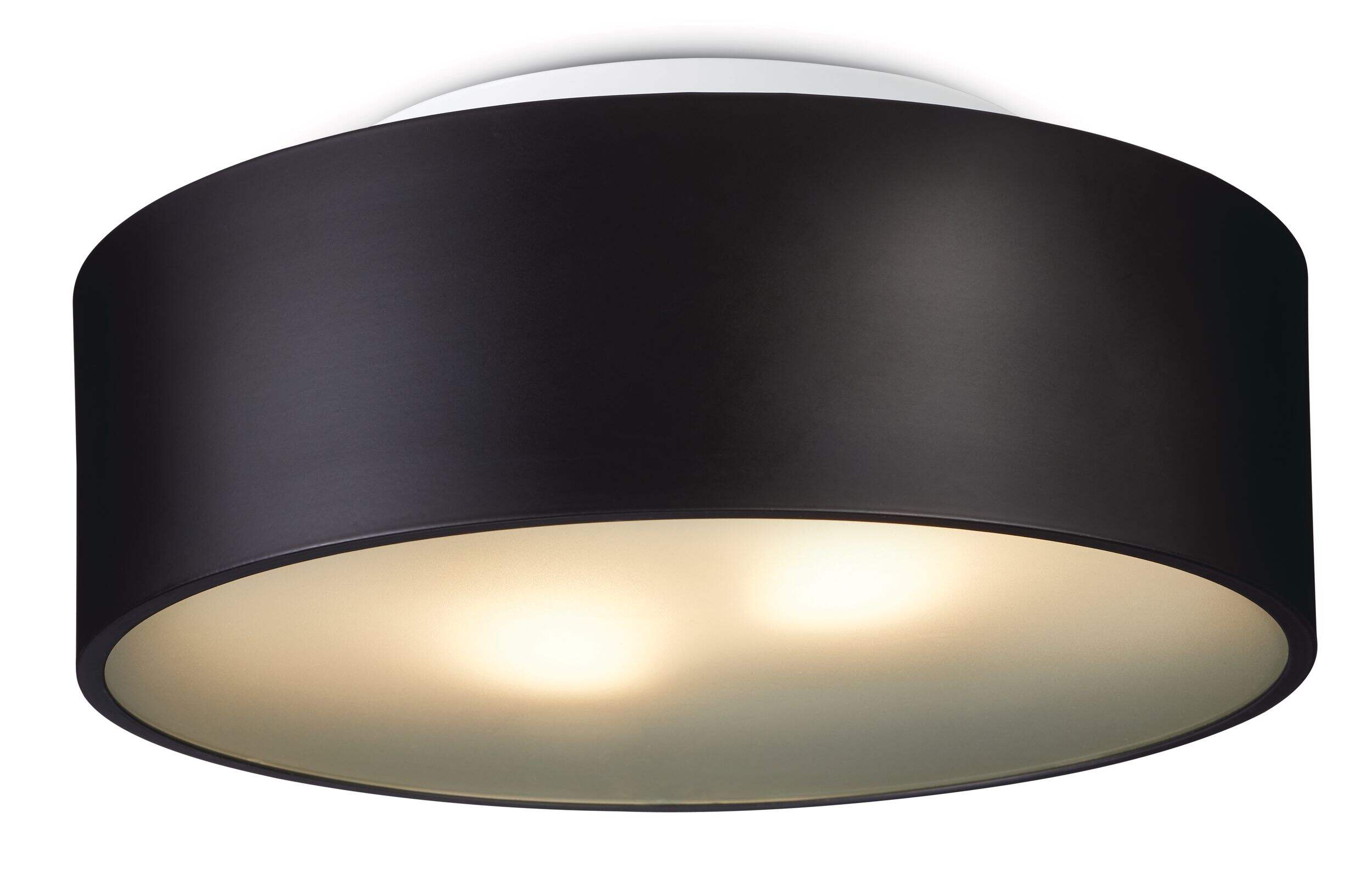 CANVAS 2-Light Circle Drum Shade Flush Mount Ceiling Light Fixture, Matte Black Bottom_Plunge