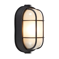 NOMA Marina Frosted Glass Shade Outdoor Wall Light, Weather-Resistant, Black Front_Angled_Right