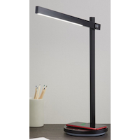 NOMA LED Minimalist Desk Lamp with Wireless Charging, 16.7-in, Black Front_Three_Fourths_Angled_Left