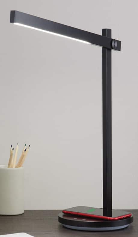 Lampe de bureau à DEL NOMA Mercer avec chargement sans fil, 17,8 po, blanc