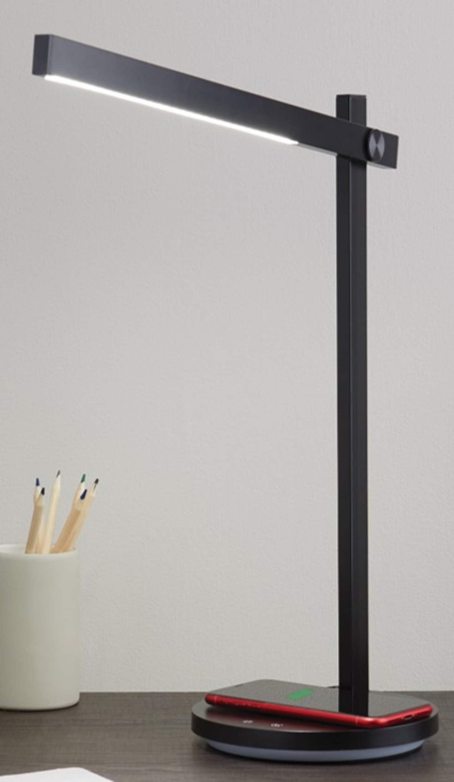 NOMA LED Minimalist Desk Lamp with Wireless Charging, 16.7in, Black