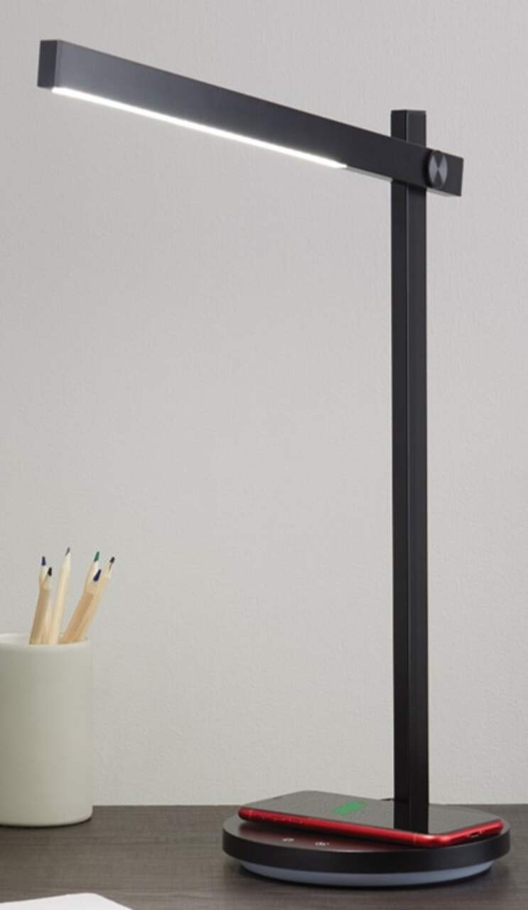 Lampe de bureau à DEL minimaliste NOMA avec chargement sans fil, 16,7 po,  noir