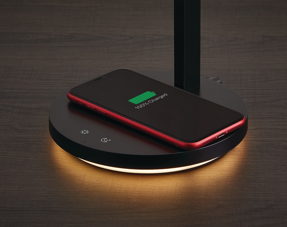 NOMA LED Minimalist Desk Lamp with Wireless Charging, 16.7in, Black