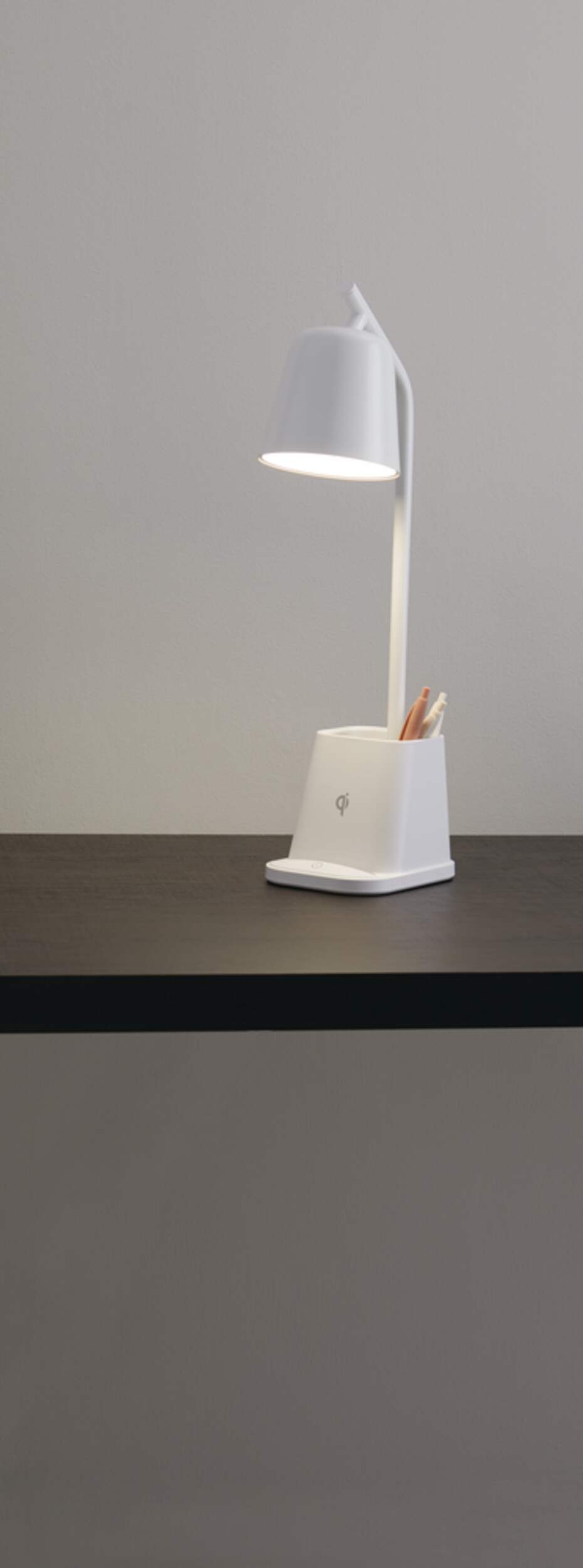 NOMA Mercer LED Desk Lamp with Wireless Charging, 17.8in, White