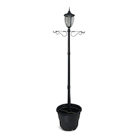 For Living Cresmont Outdoor Solar Lamp & Planter, Black Front_Flat