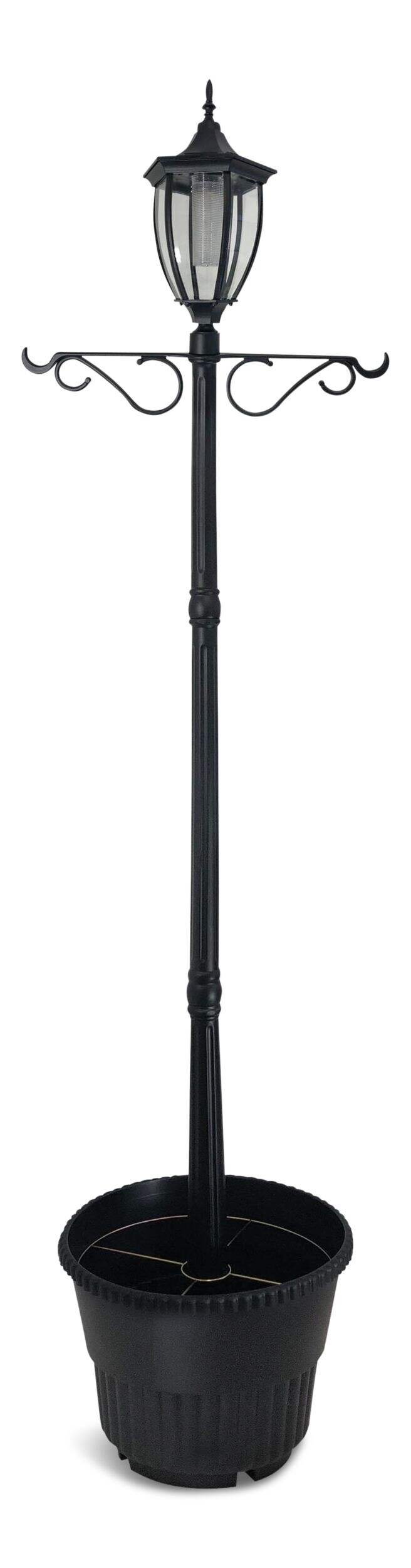 Lampe solaire et jardinière pour l'extérieur For Living Cresmont, noir Front_Flat