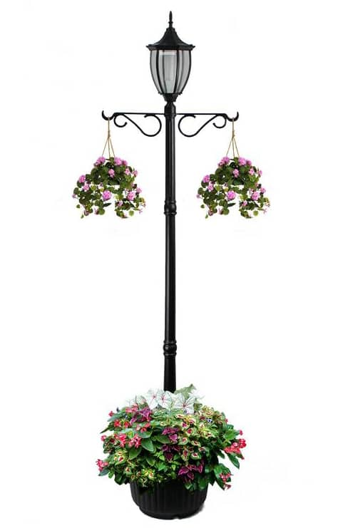 solar lamp post with flower pot