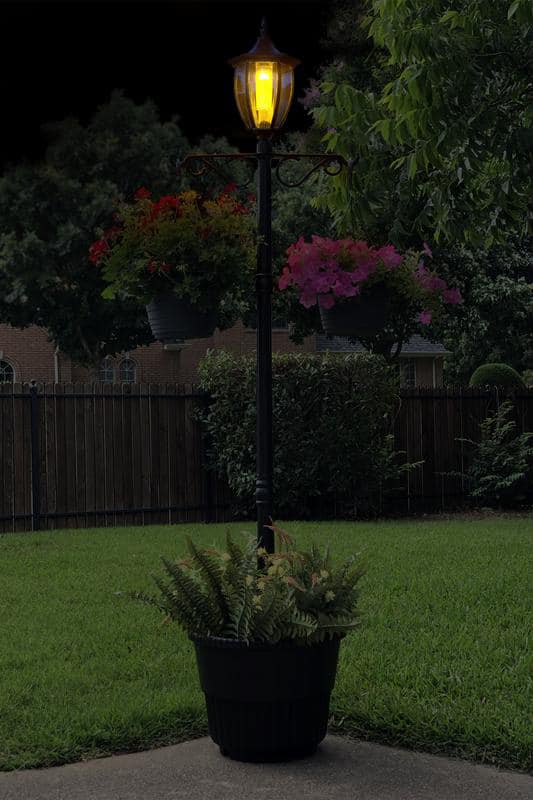 solar lamp post with planter big lots