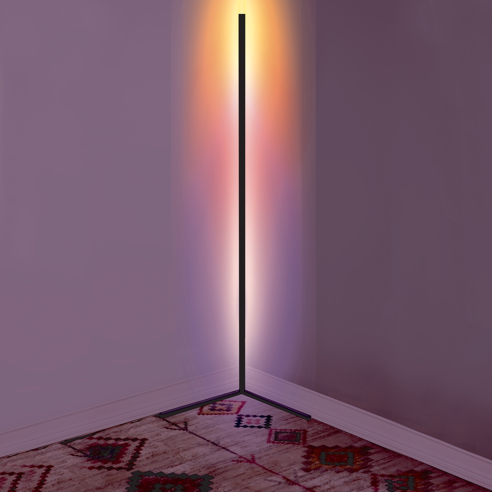 West & Arrow Merkury RGBIC Corner Bar Floor Lamp, 55.2in, Black