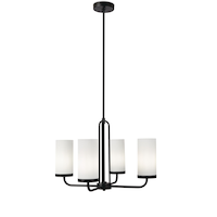 CANVAS Lomond 4-Light Chandelier with Opal Glass Shades, Matte Black Front_Flat