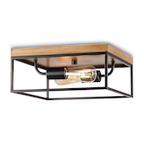 CANVAS Piper 2-Light Flush Mount Ceiling Light, Matte Black/Brown Wood Front_Angled_Left