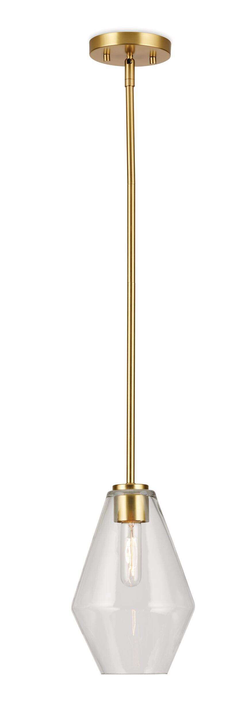 CANVAS Elworthy 1-Light Pendant Light, Brushed Gold Front_Flat