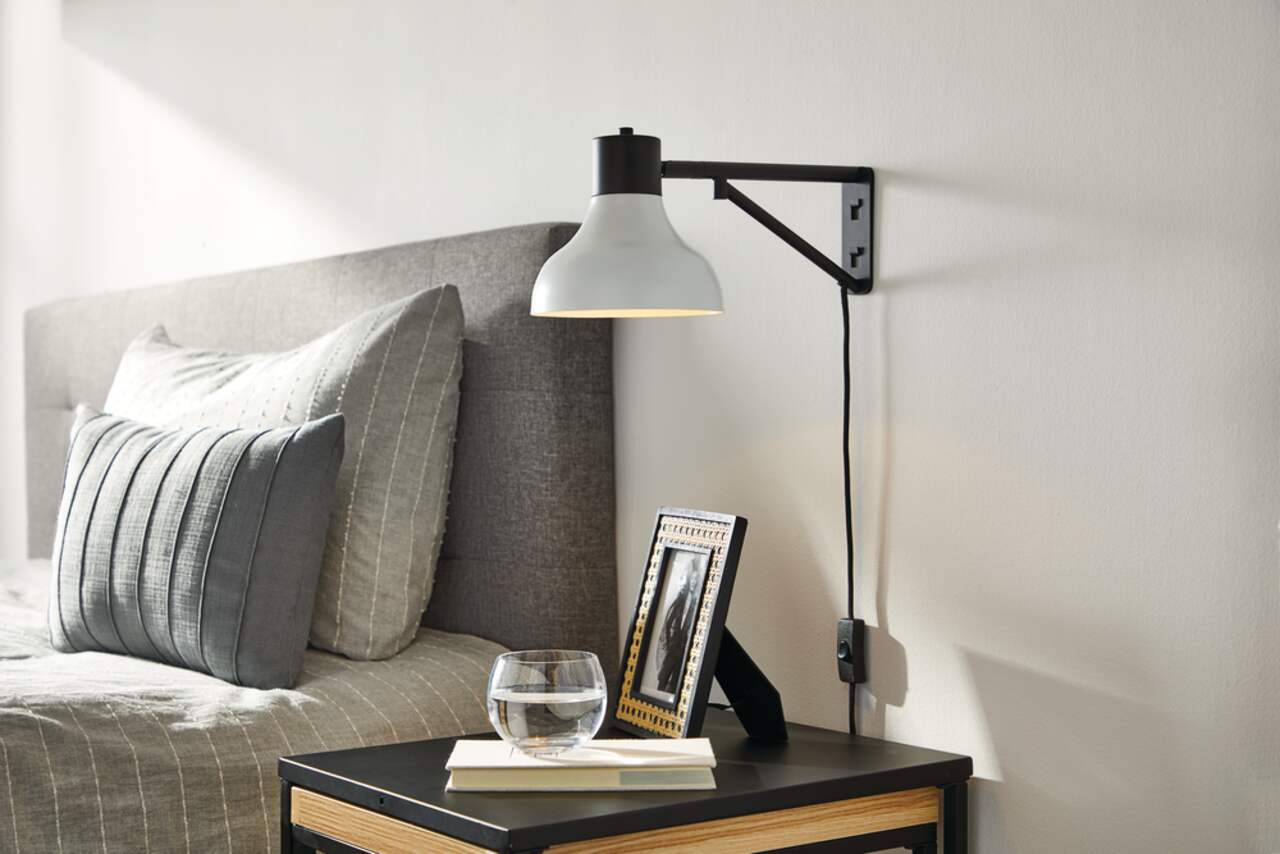 CANVAS Johnstone Plug In Wall Sconce with Pivoting Shade Matte Black