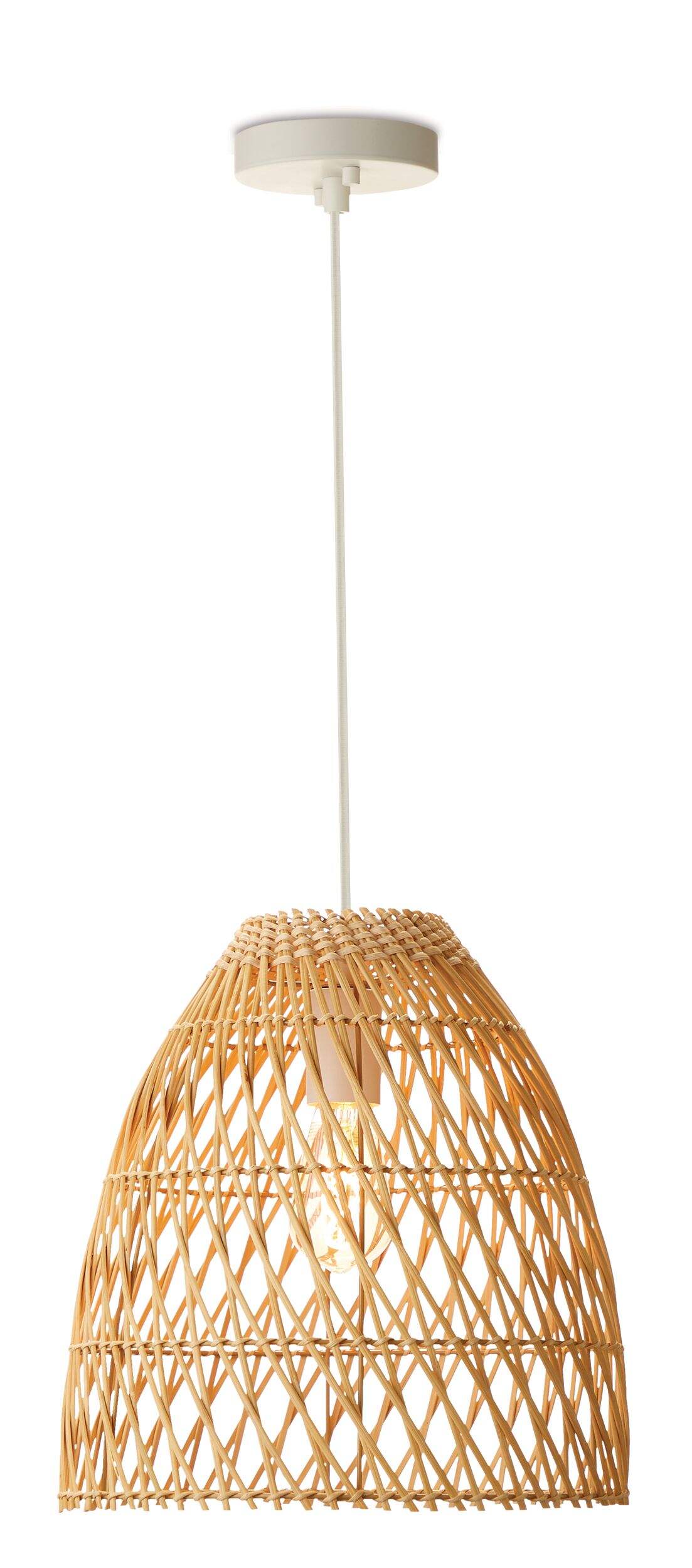 CANVAS Euclid 1-Light Pendant Light with Woven Shade, White Front_Flat