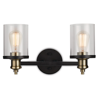 CANVAS Calliet 2-Light Vanity Light, Matte Black/Brass Front_Flat