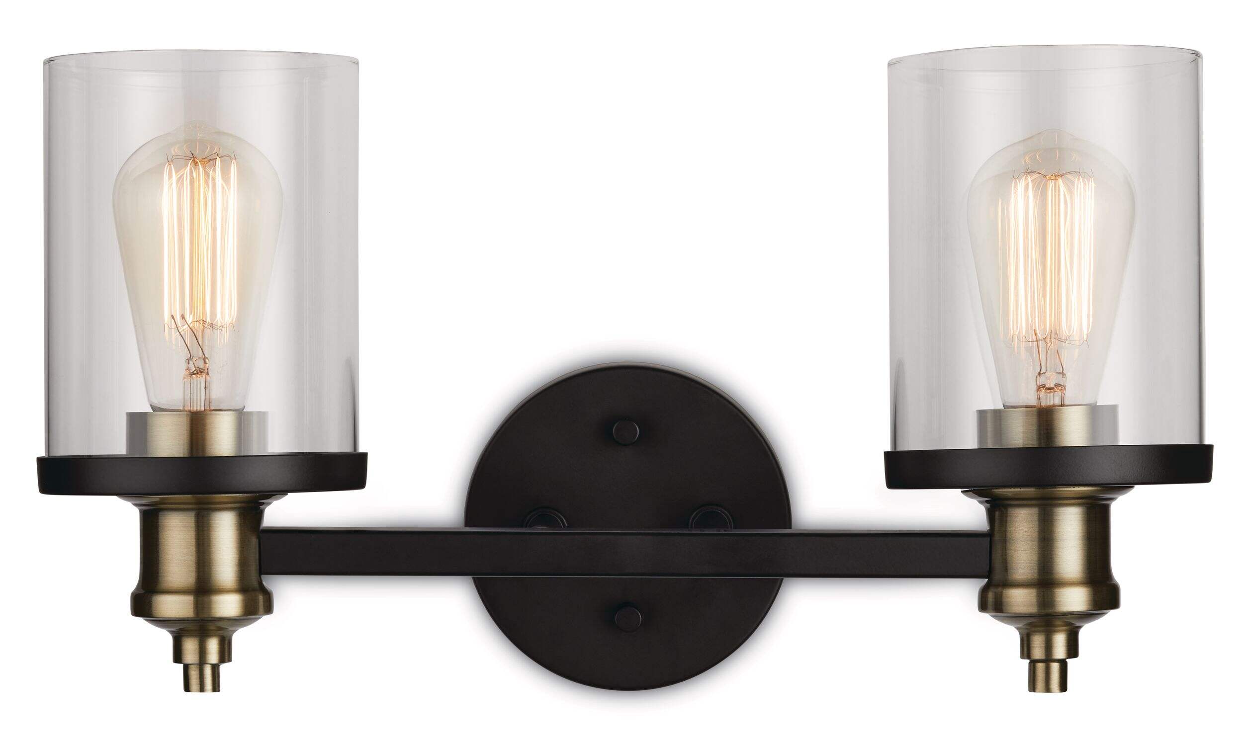 CANVAS Calliet 2-Light Vanity Light, Matte Black/Brass Front_Flat