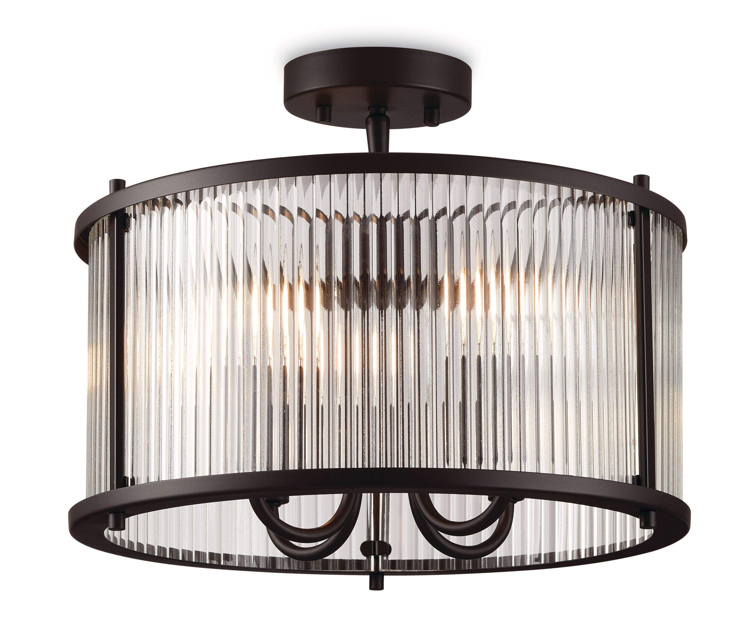 Plafonnier encastré à 4 lampes CANVAS Seely, bronze et noir Front_Flat