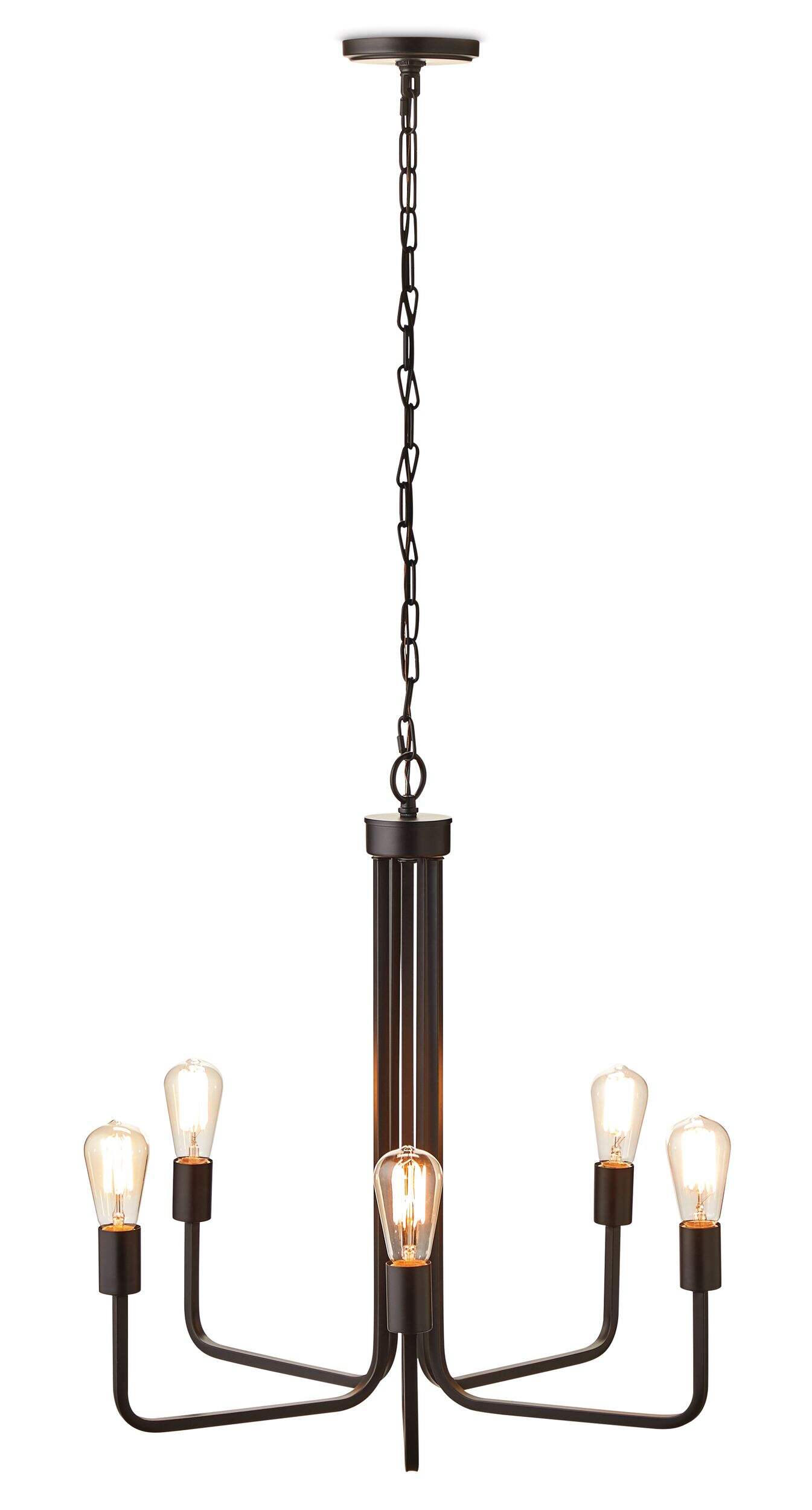 Lustre à 5 lampes CANVAS Tavio, noir mat Front_Flat