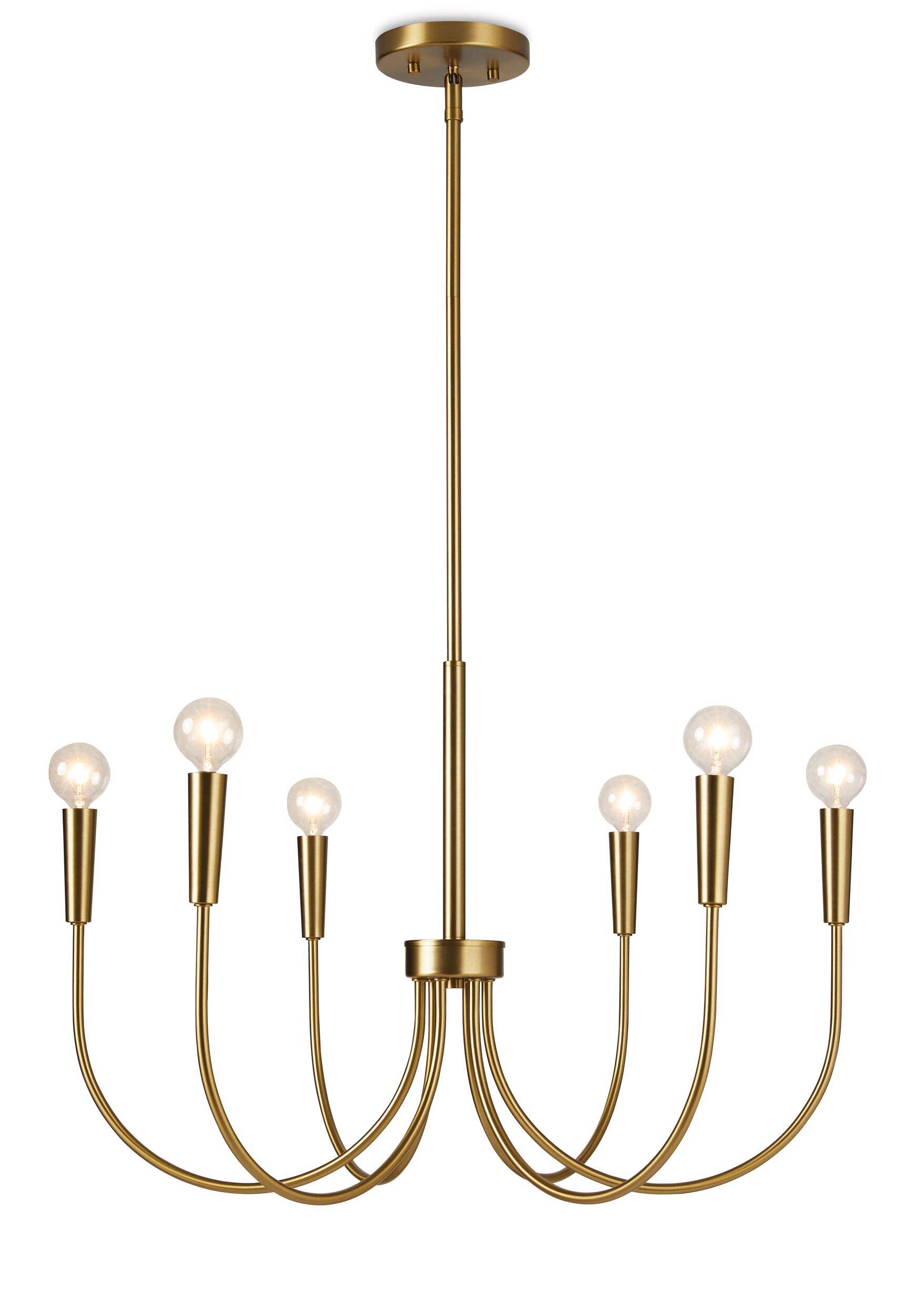 Lustre à 6 lampes CANVAS Glenthorne, or brossé Front_Flat