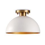 CANVAS McKee 1-Light Semi-Flush Mount Ceiling Light, Matte White/Brushed Gold Front_Flat
