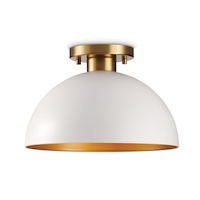 CANVAS McKee 1-Light Semi-Flush Mount Ceiling Light, Matte White/Brushed Gold Front_Flat