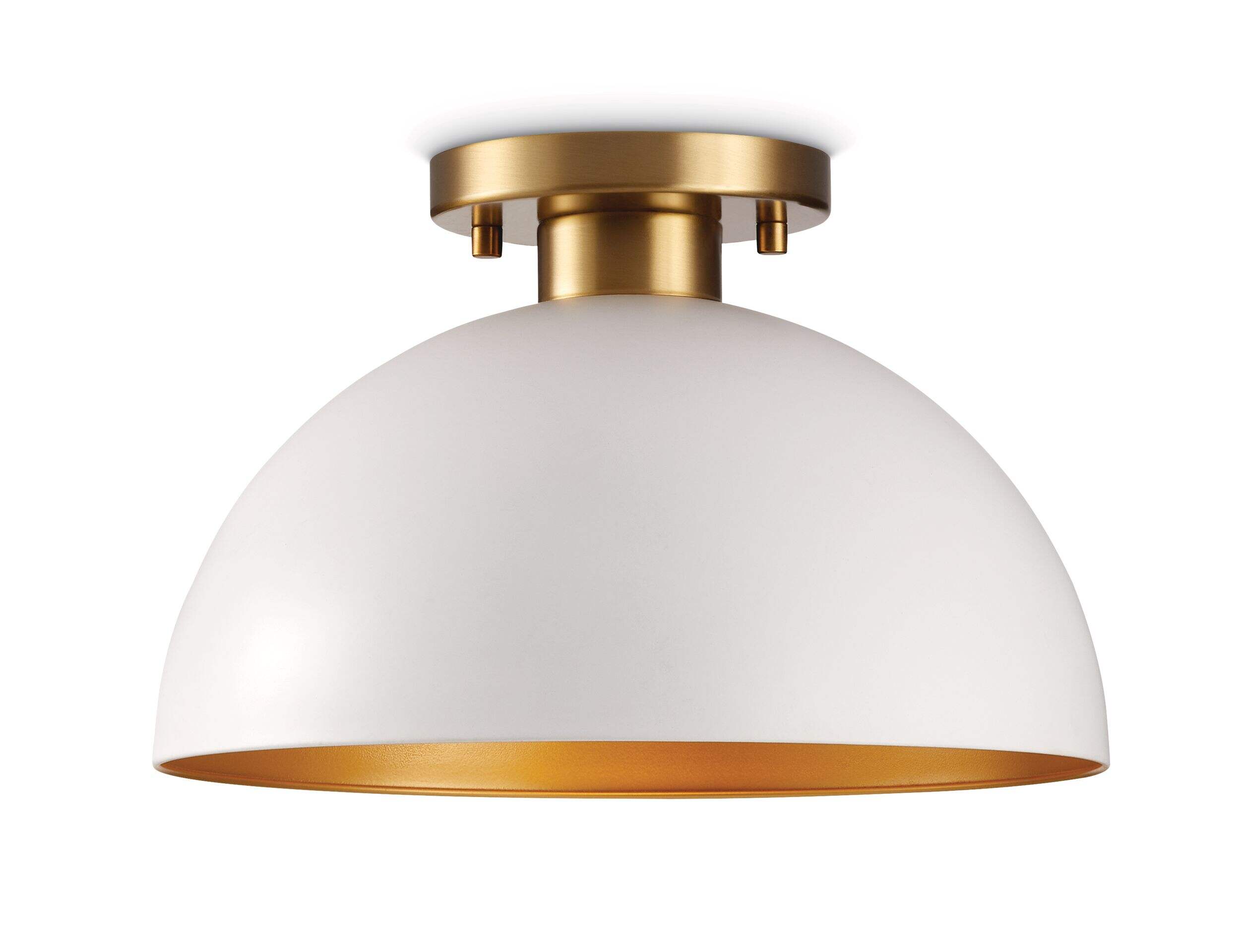 CANVAS McKee 1-Light Semi-Flush Mount Ceiling Light, Matte White/Brushed Gold Front_Flat