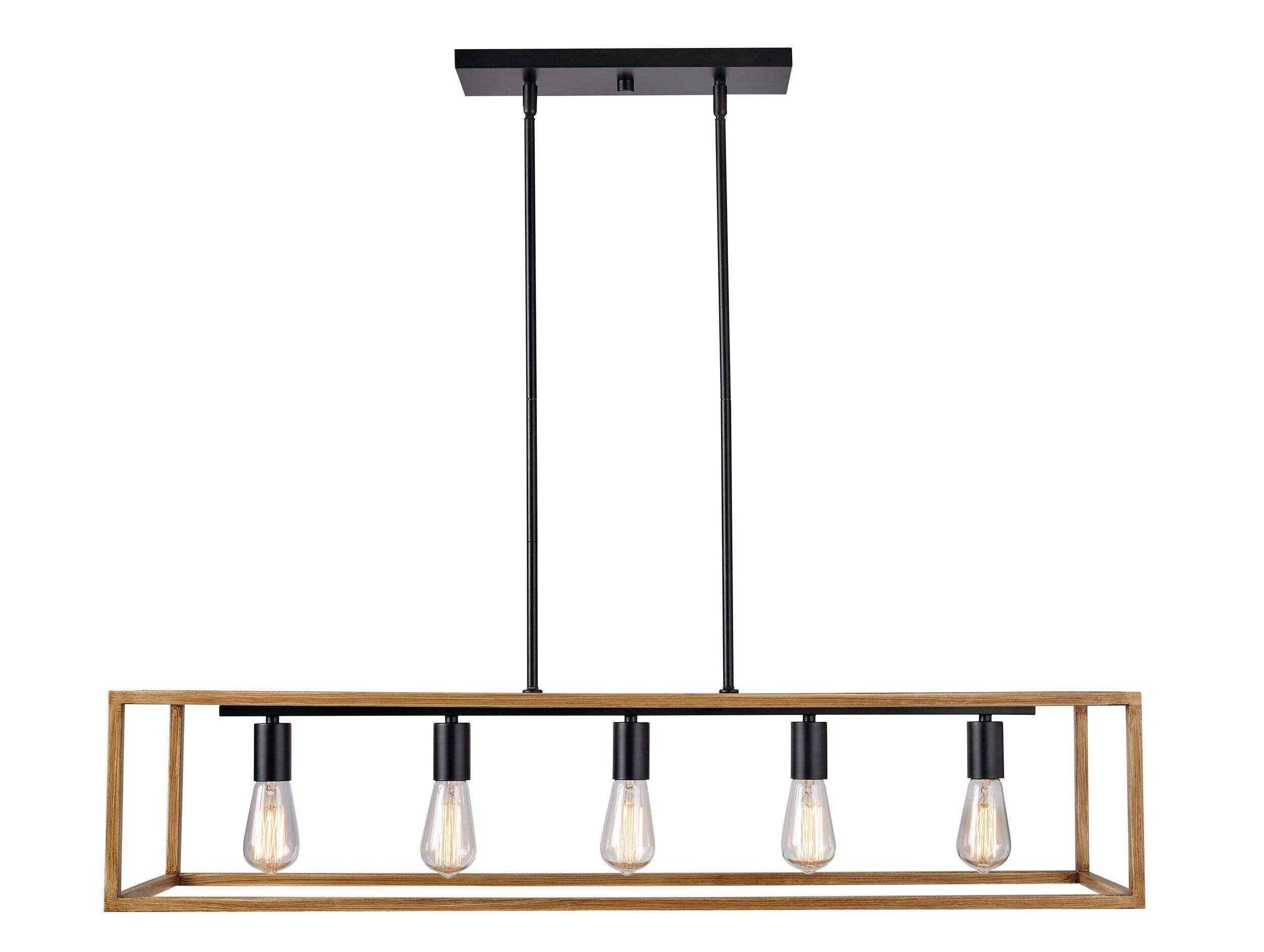 Lustre à 6 lampes CANVAS Spring Grove, noir mat et brun brossé Front_Flat