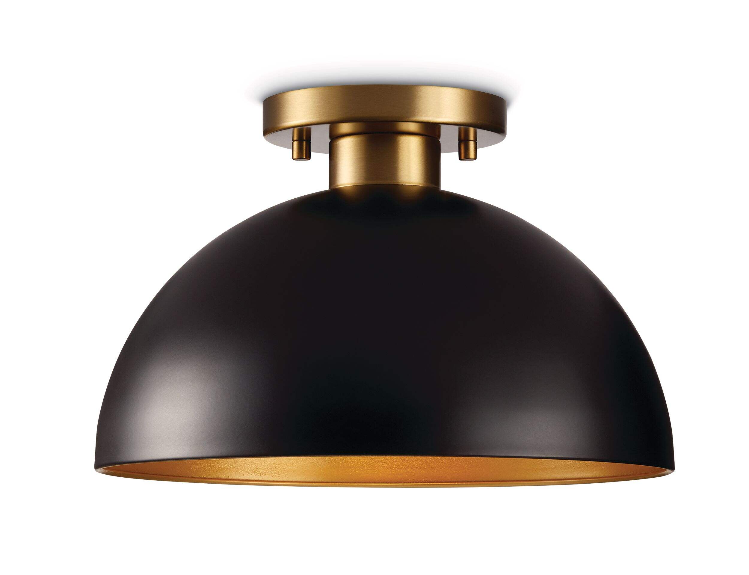 CANVAS Immel 1-Light Semi-Flush Mount Ceiling Light, Matte Black/Brushed Gold Front_Flat