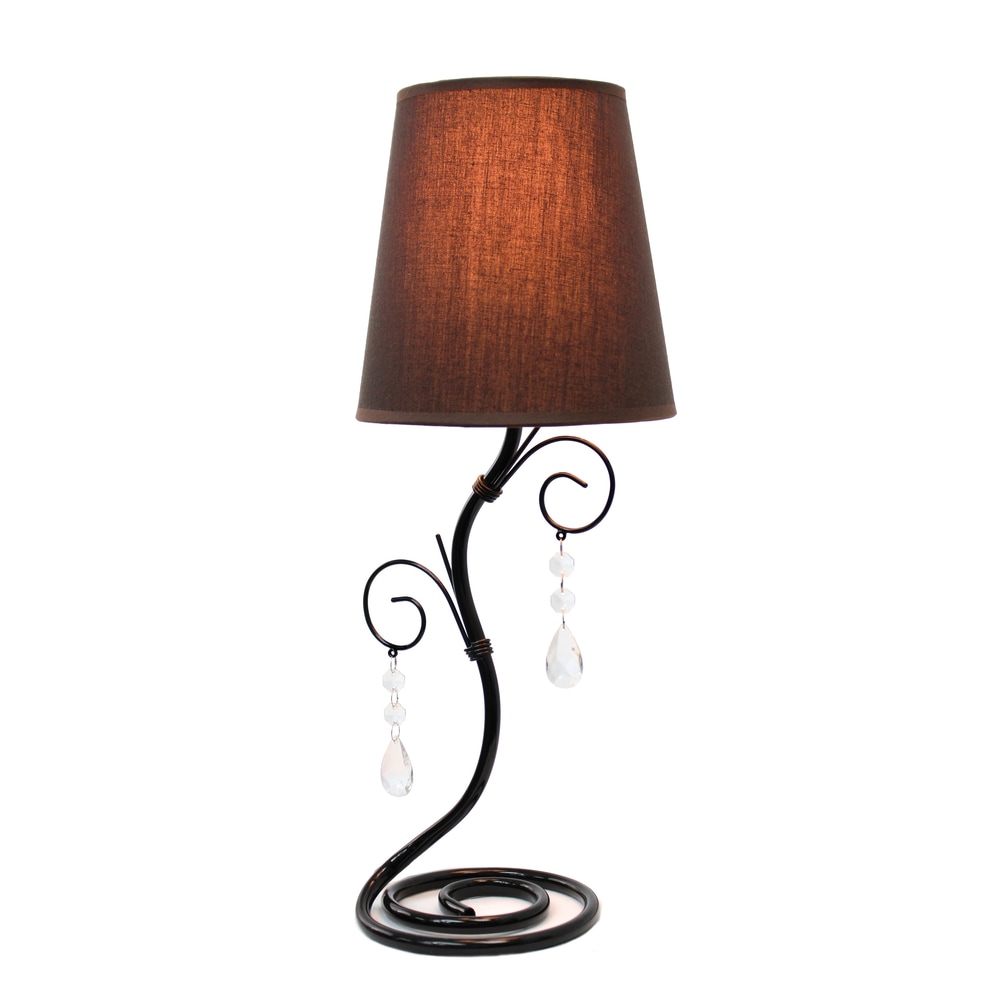 Simple Designs Fabric Shade Twisted Vine Table Lamp with Hanging