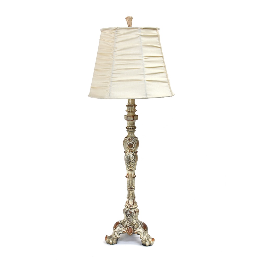 Elegant Designs Antique Style Cream Ruched Shade Buffet Table Lamp, 31