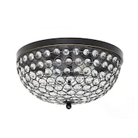 Elegant Designs 2-Light Elipse Crystal Flush Mount Ceiling Light Fixture, Assorted Finishes, 13-in Bottom_Plunge