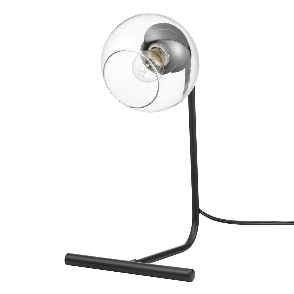 Globe Electric Livia Clear Glass Orb Desk Lamp, 15in, Black Canadian