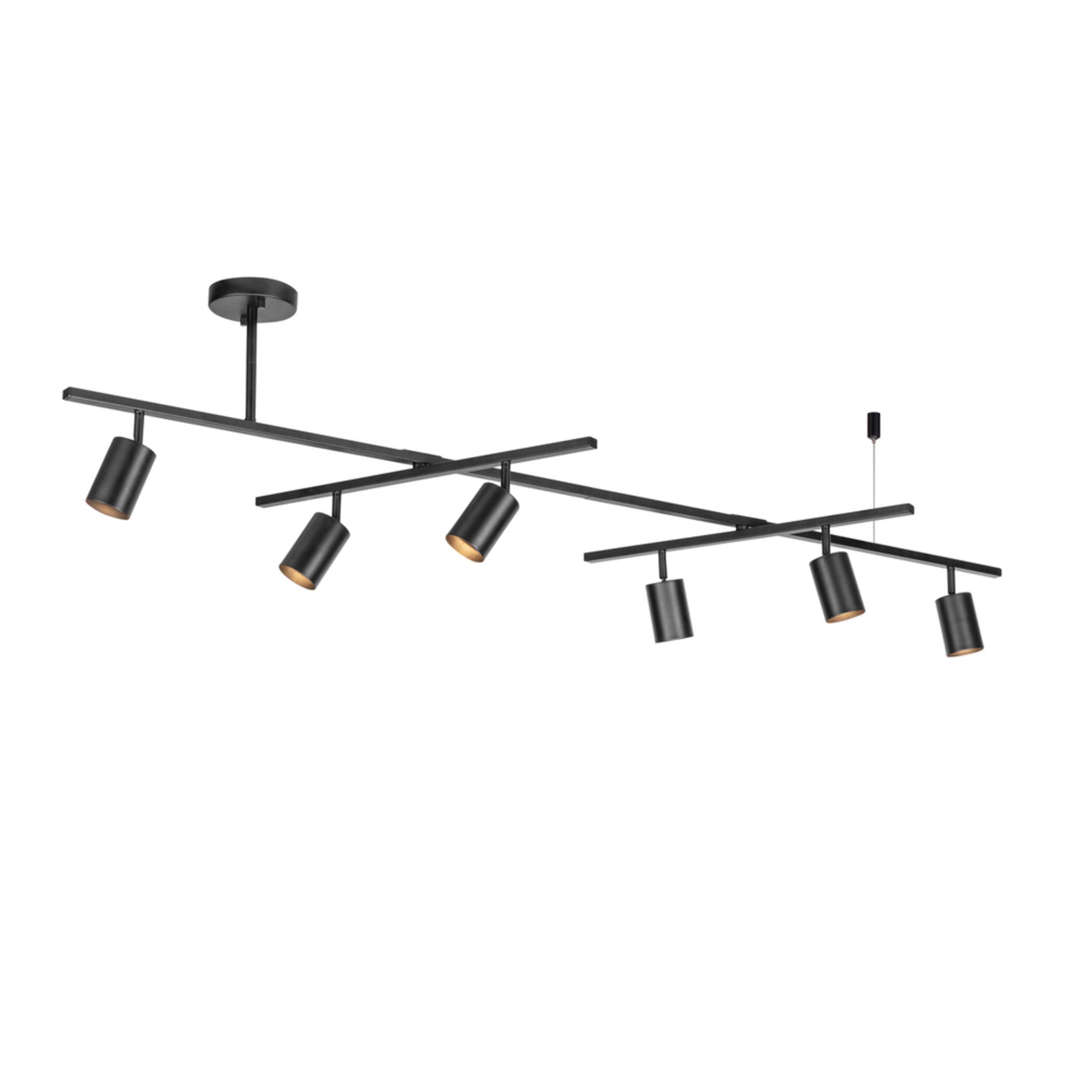 Luminaire sur rail pivotant à 6 lampes Globe Electric, noir mat Front_Three_Fourths_Angled_Right