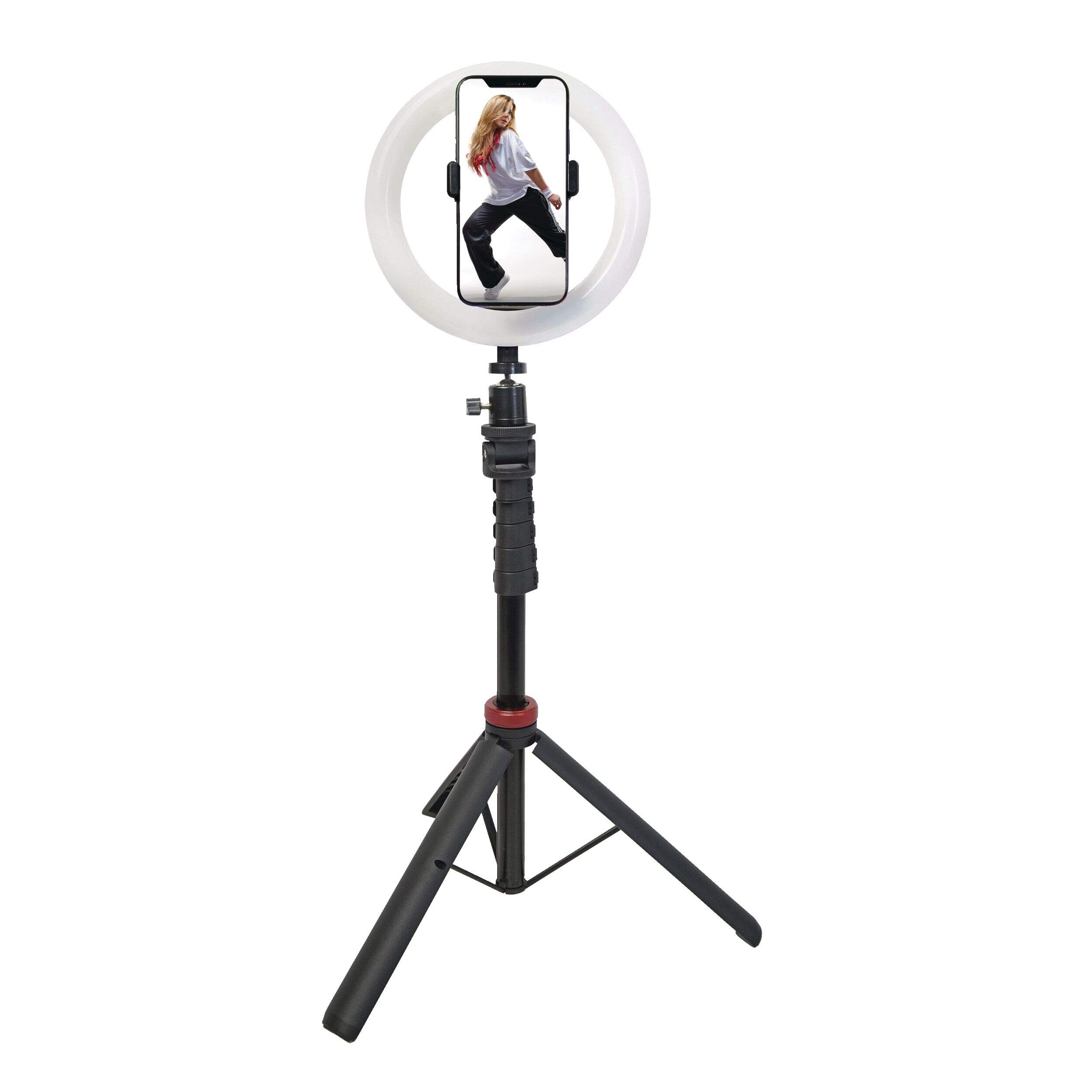 National Mobifoto Mobilite LED RGB Ring Light Kit with Stand, 8-in Diameter, 74-in Long Front_Flat