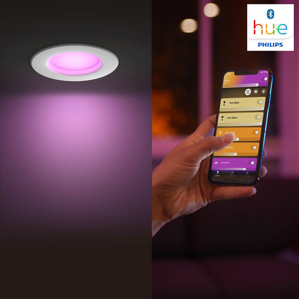 Philips Hue Round LED White & Colour Retrofit Recessed Downlight ...