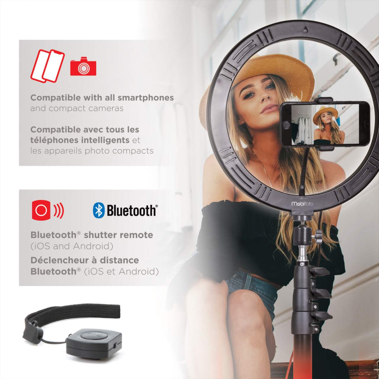 National Mobifoto RGB Ring Light Kit with Stand Travel Case 12 in Diameter 67 in Long