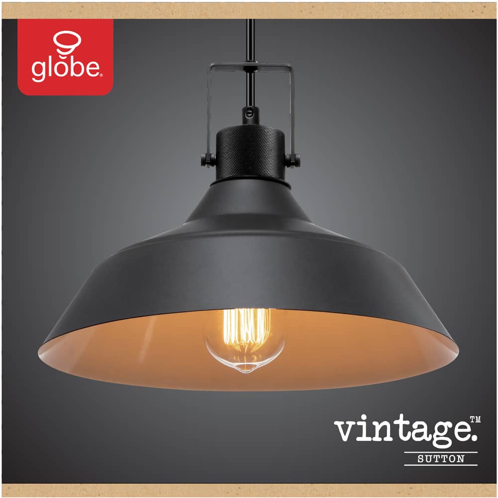Details about   Globe Electric Sutton 1-Light Matte Black Outdoor Indoor Pendant Lighting 