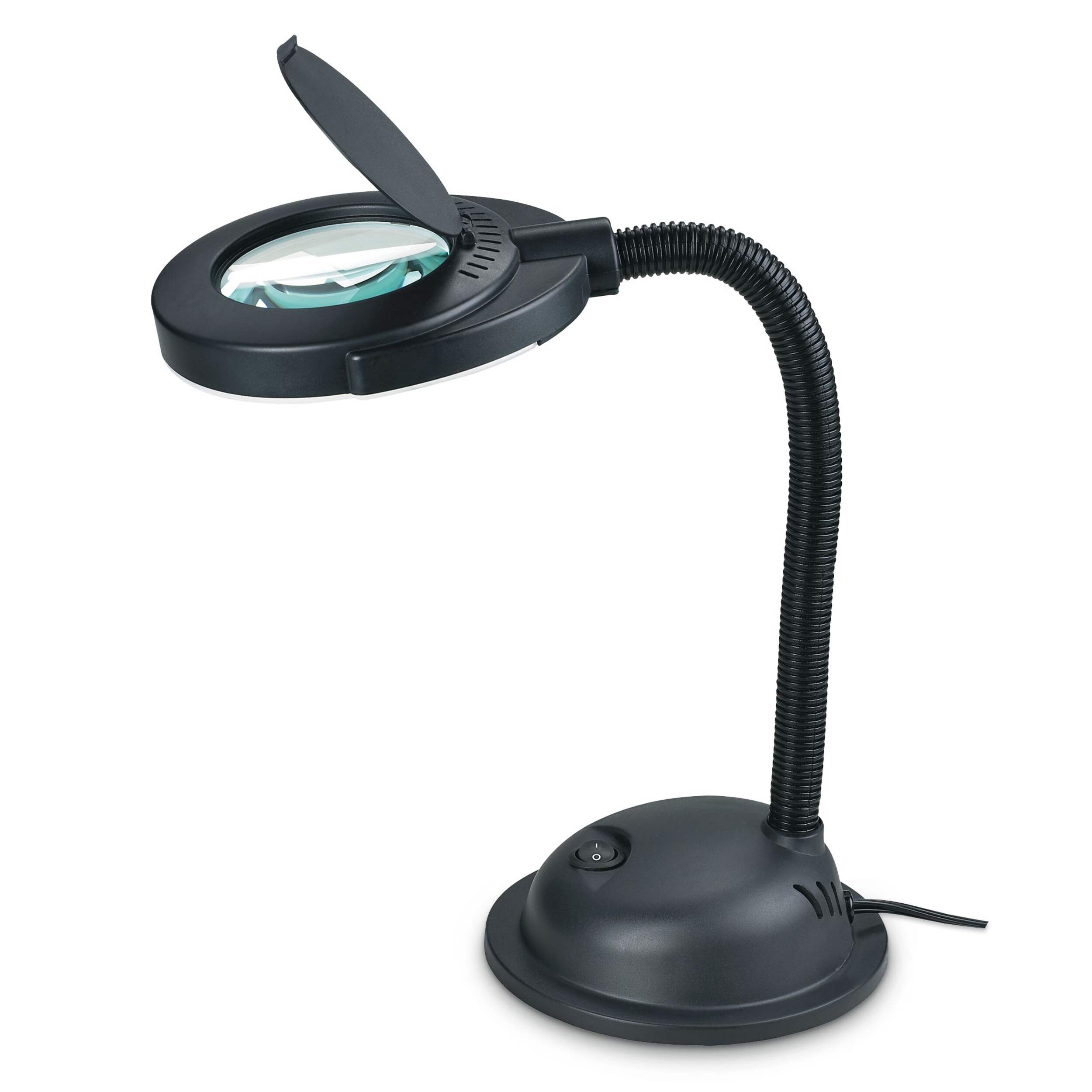 NOMA LED Magnifying Glass with Light Desk Lamp, 20-in, Black Overhead_Plunge