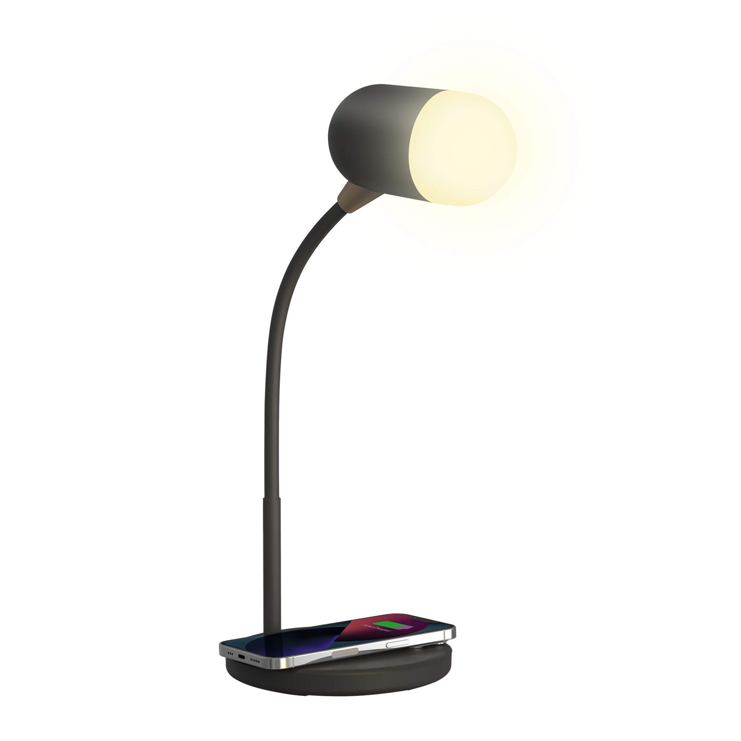 Lampe de bureau chargeur sans fil West & Arrow avec bras flexible, noir Front_Three_Fourths_Angled_Right