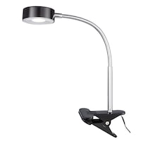 NOMA LED Clip-On Desk Lamp, 15-1/14-in, Black/Silver Front_Three_Fourths_Angled_Left
