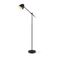 CANVAS Overhanging Cantilever Adjustable Cone Head Floor Lamp, 19.3-in, Matte Black Front_Three_Fourths_Angled_Right