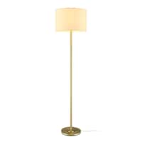 CANVAS White Drum Shade Floor Lamp, 16-in, Metallic Gold/Matte Brass Front_Flat