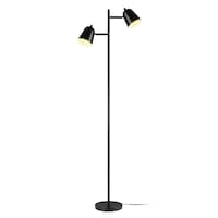 CANVAS 2-Head Matte Black Bell Shade Floor Lamp, 13.8-in, Black