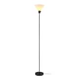 Lampadaire torchère moderne avec abat-jour en plastique givré For Living, 72,3 po, noir mat Front_Flat