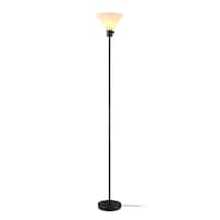 Lampadaire torchère moderne avec abat-jour en plastique givré For Living, 72,3 po, noir mat